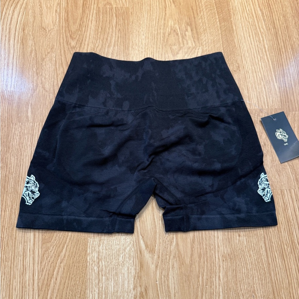 Darc Sport Black Athletic Shorts with White Tiger Logos